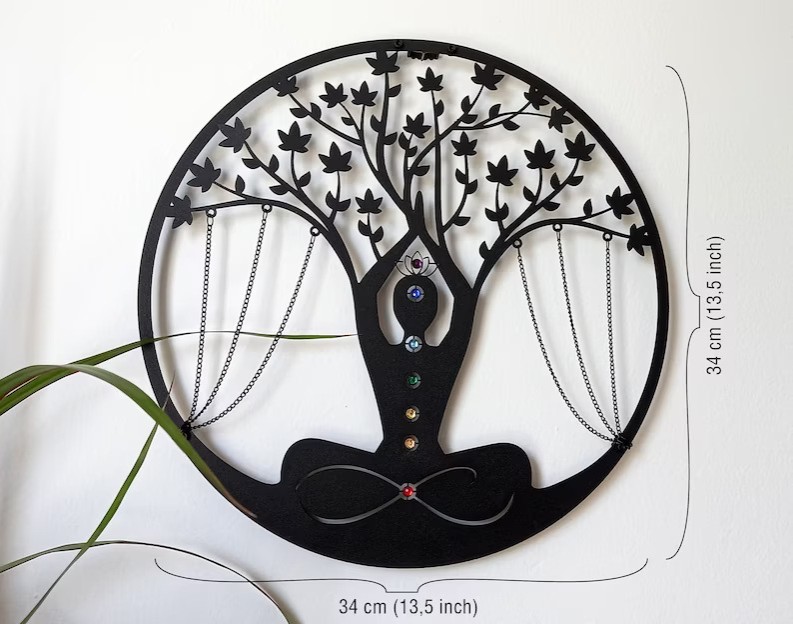 Arte decorativo, yoga, meditación, colgante de pared, artesanía