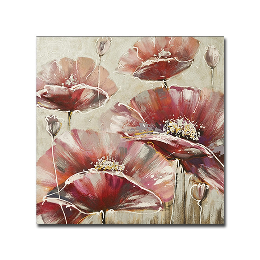 Pintura al óleo de pared de flores blancas sin marco