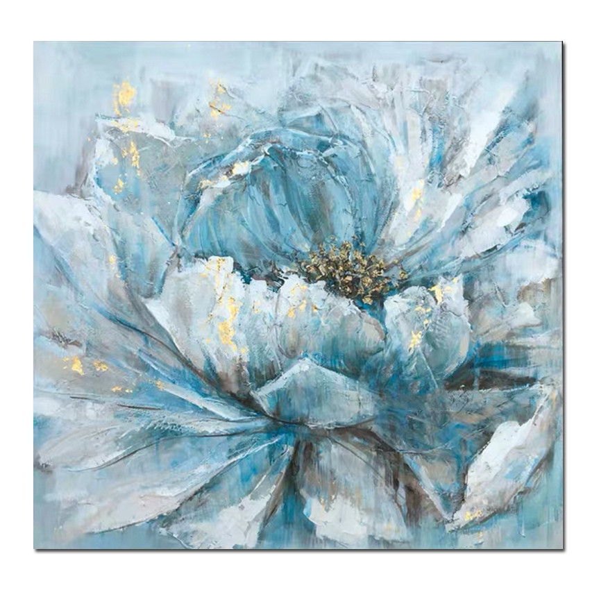 Pintura al óleo de pared de flores blancas sin marco