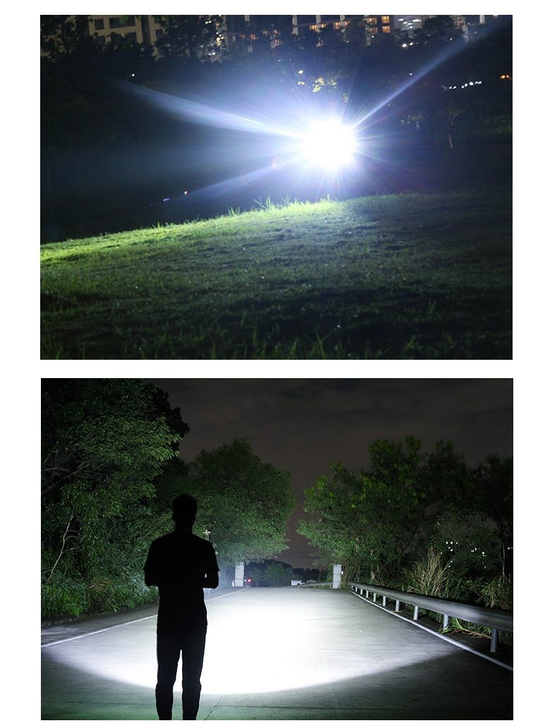 Linterna LED recargable de alta luminosidad con dos baterías 26650