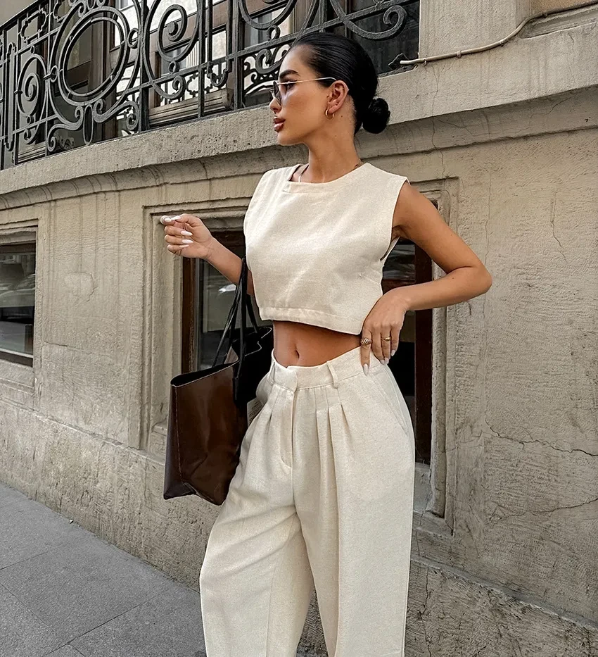 Pantalones cortos tipo chaleco de dos piezas para mujer
