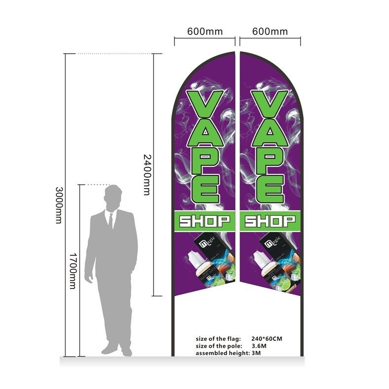 Bandera de plumas de doble cara preimpresa 3M SET, base de perforación comercial para negocios