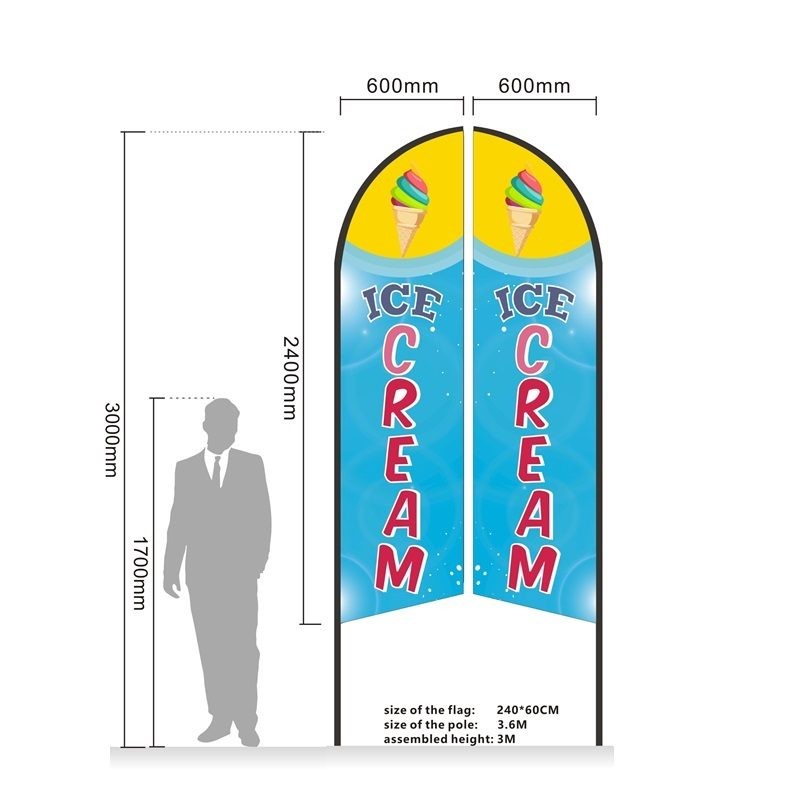 Bandera de plumas de doble cara preimpresa 3M SET, base de perforación comercial para negocios