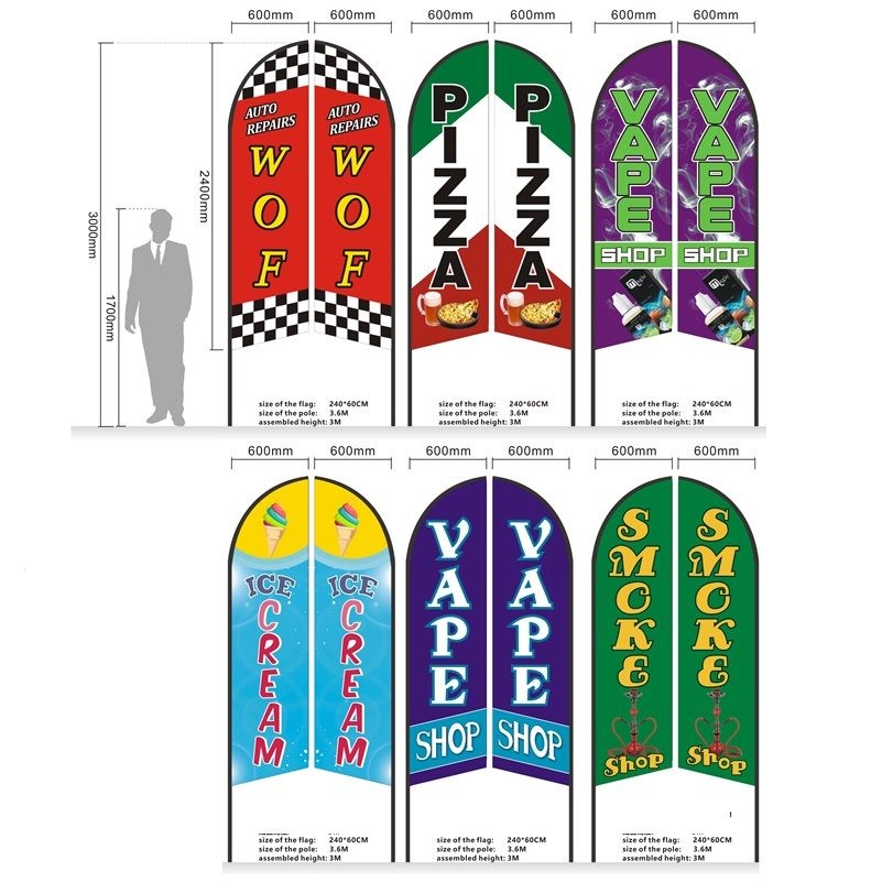 Bandera de plumas de doble cara de 3,4 m preimpresa