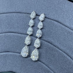Collar de eternidad completo de oro blanco macizo de 14 quilates con corte de pera (43 cts) y aretes (9,2 cts)