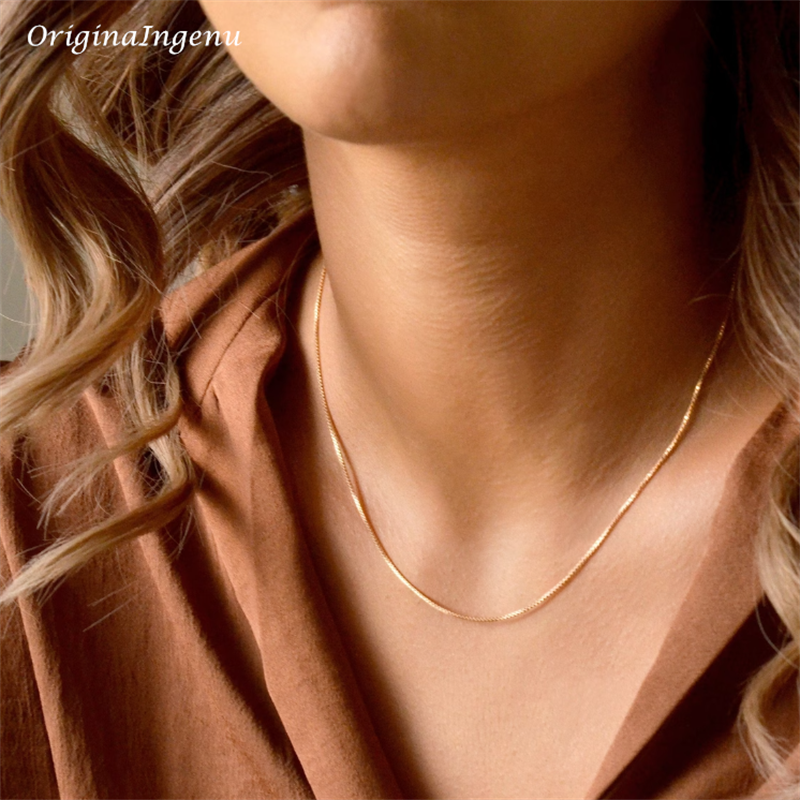 Collar de cadena de serpiente relleno de oro de 14 quilates