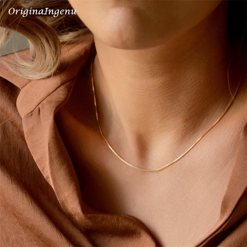 Collar de cadena de serpiente relleno de oro de 14 quilates