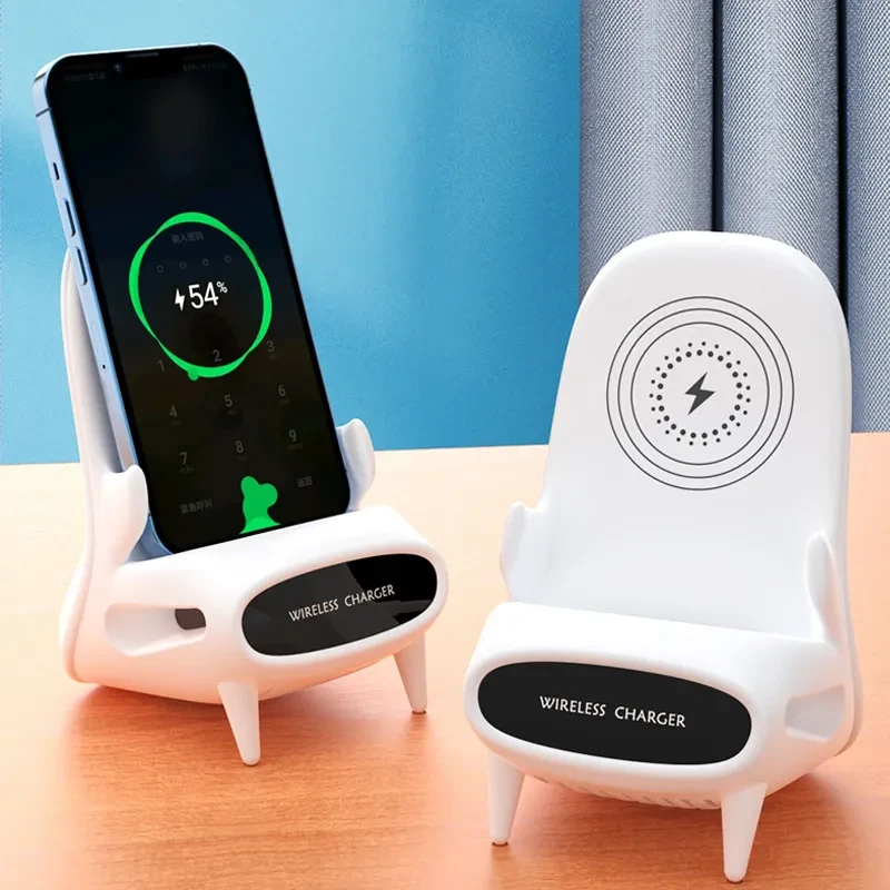 Mini silla portátil con cargador inalámbrico de escritorio