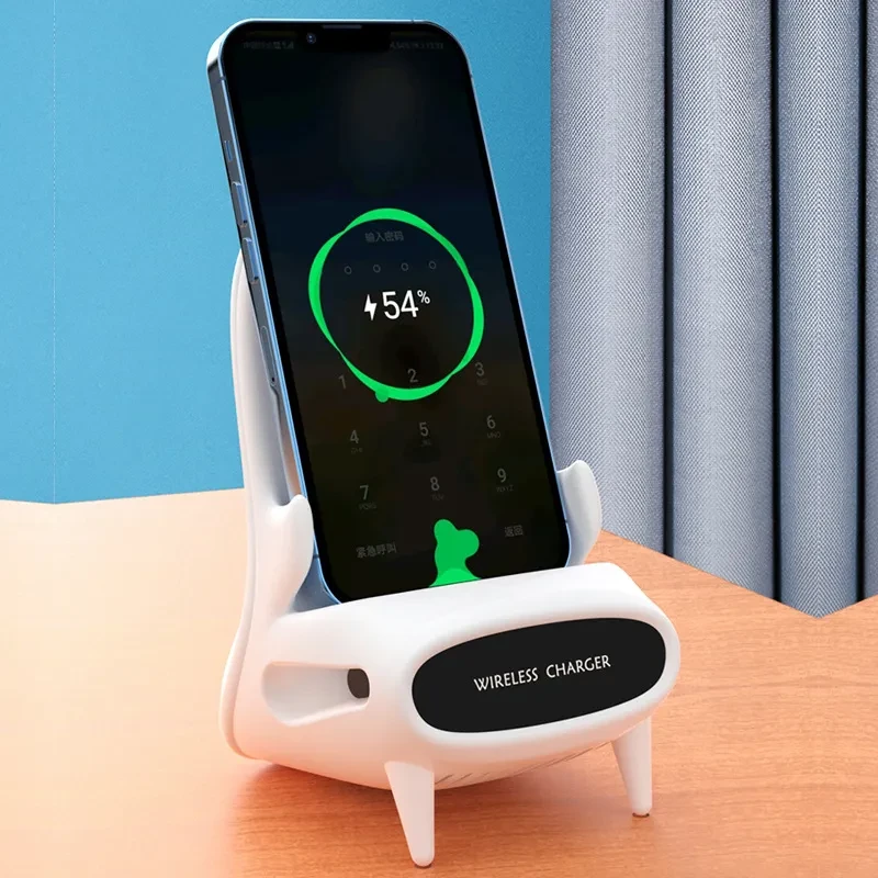 Mini silla portátil con cargador inalámbrico de escritorio
