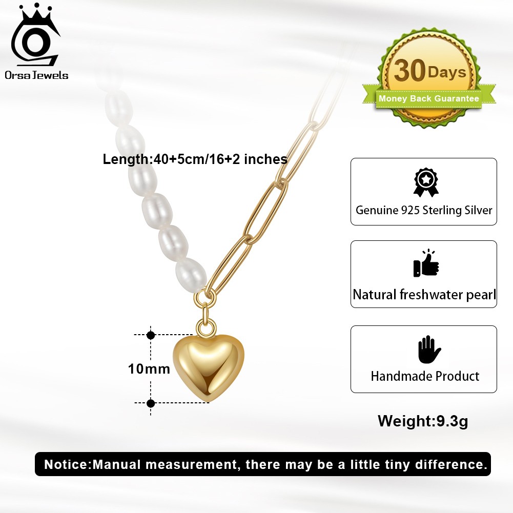 Collar de perlas naturales de oro de 14 quilates ORSA JEWELS