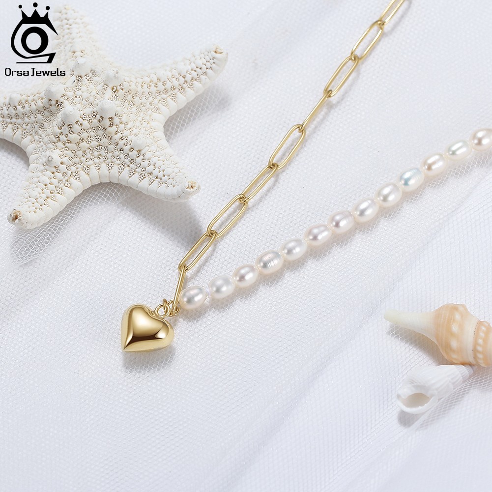 Collar de perlas naturales de oro de 14 quilates ORSA JEWELS