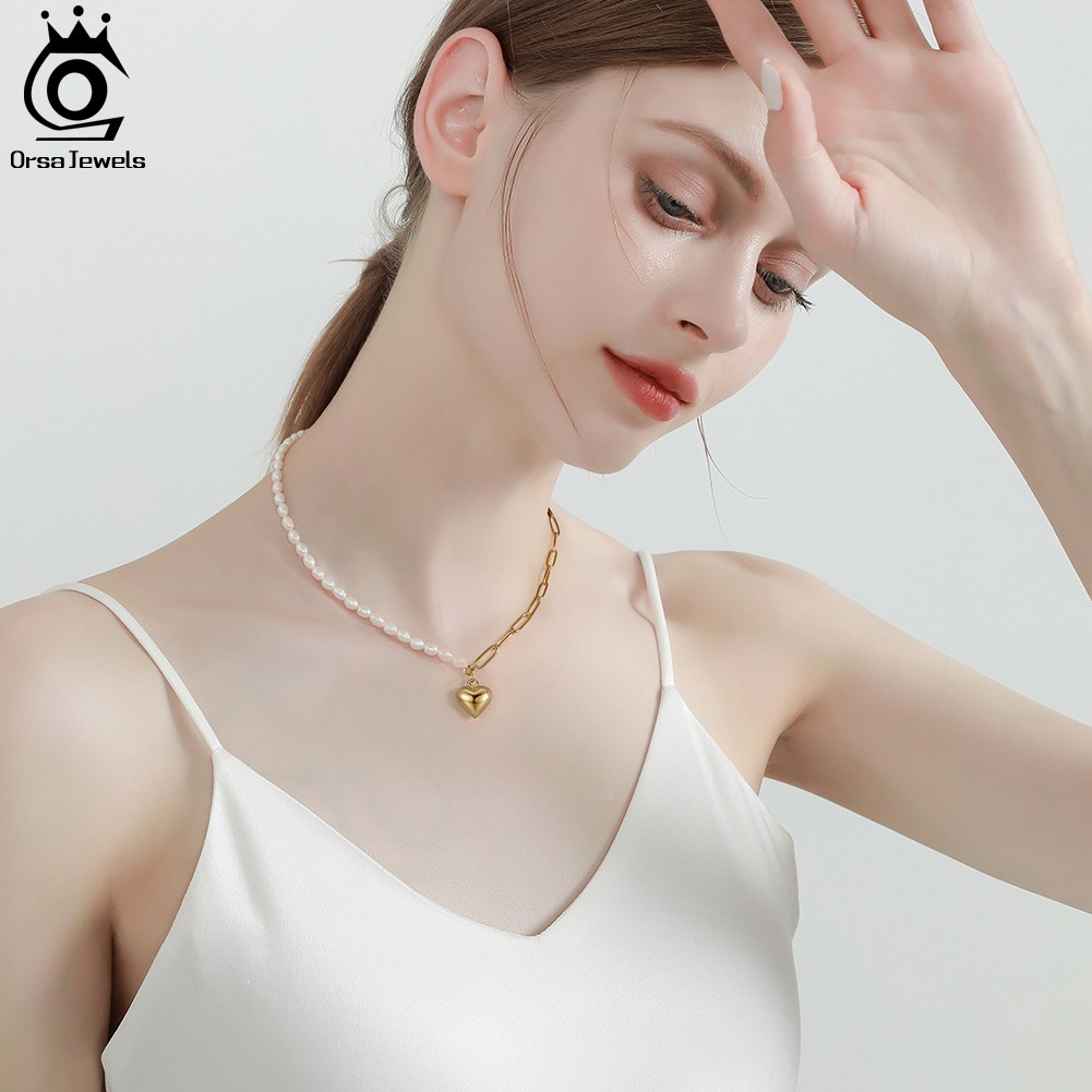 Collar de perlas naturales de oro de 14 quilates ORSA JEWELS