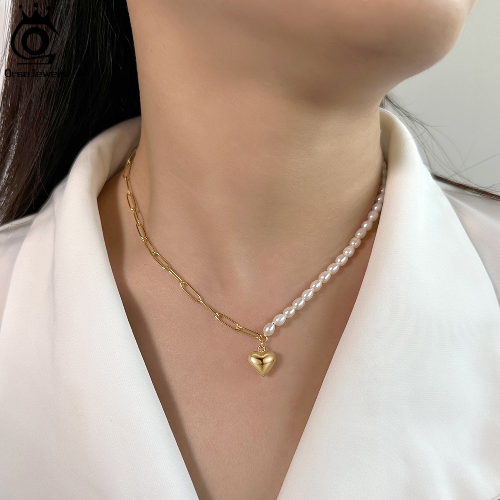 Collar de perlas naturales de oro de 14 quilates ORSA JEWELS