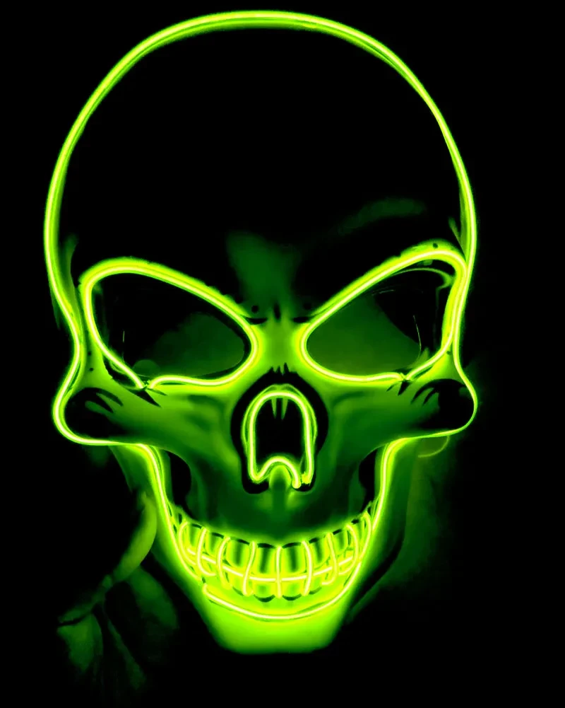 Máscara de esqueleto de Halloween con luz LED y máscara aterradora