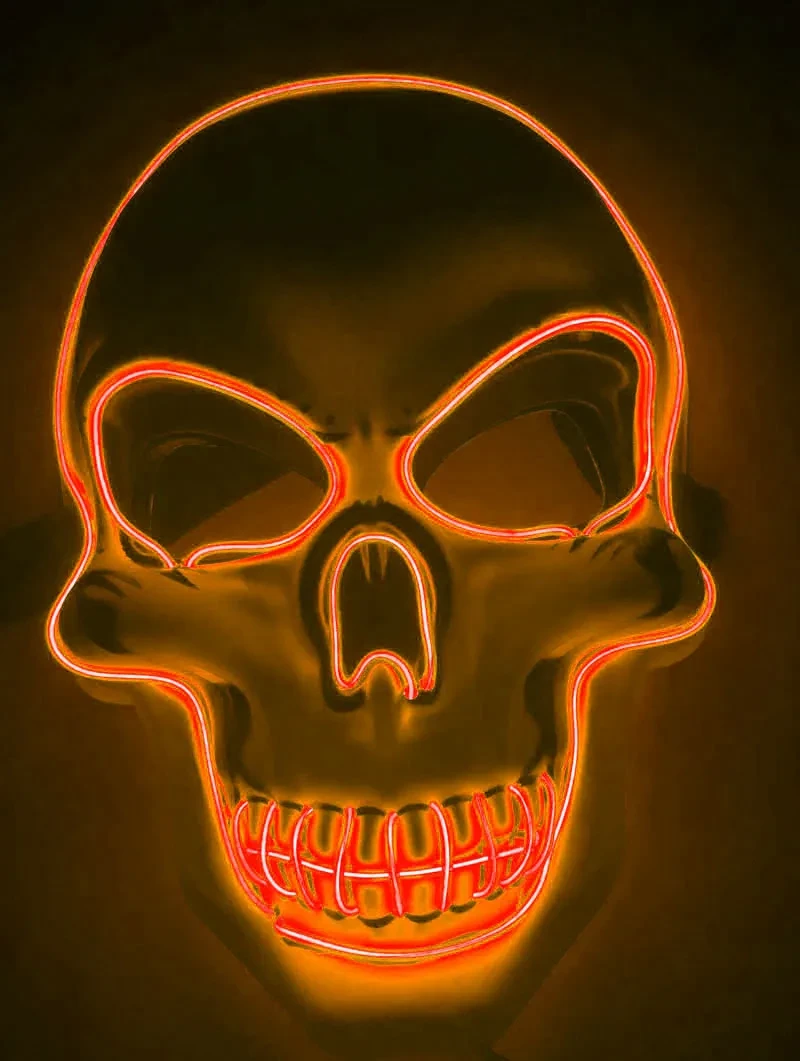 Máscara de esqueleto de Halloween con luz LED y máscara aterradora