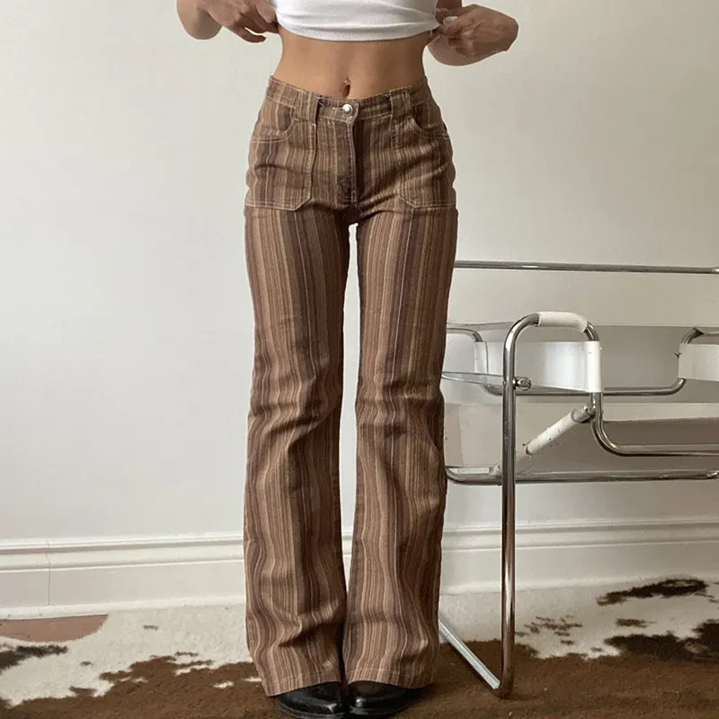 Vaqueros desgastados con efecto degradado, estilo retro, para mujer