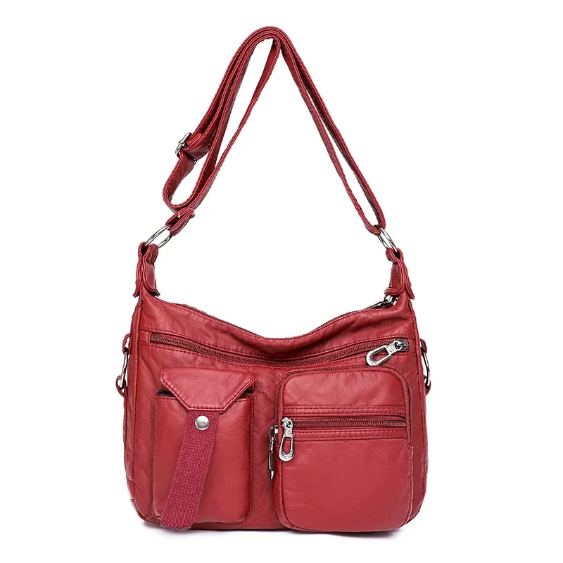 Bolso bandolera lavado de gran capacidad, elegante y versátil para mujer