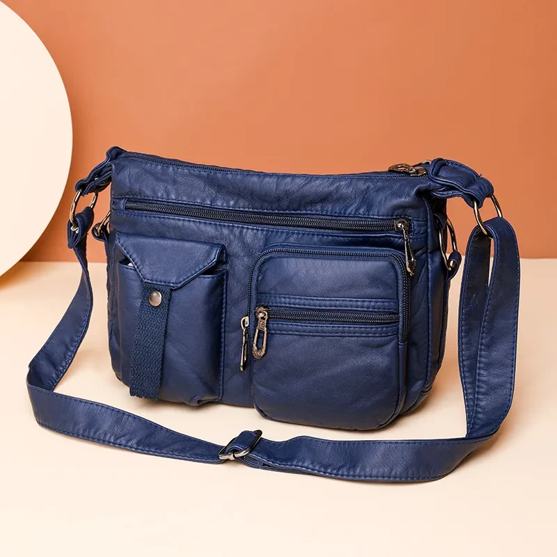 Bolso bandolera lavado de gran capacidad, elegante y versátil para mujer