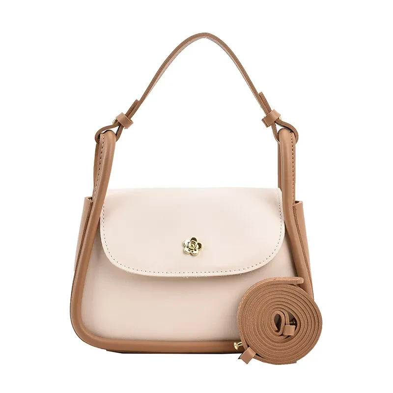 Bolso bandolera retro con bandolera cuadrada pequeña de color contrastante