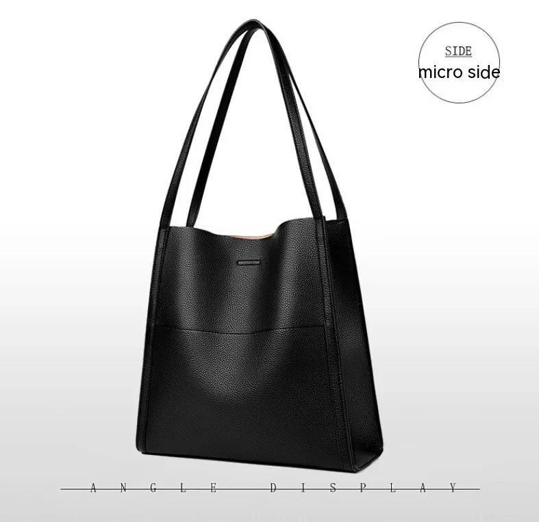 Bolso de hombro de gran capacidad para mujer, de piel de vaca de primera capa, Sentong Qin Bucket