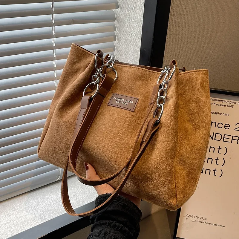 Bolso informal de gamuza de gran capacidad, popular