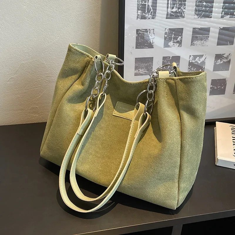 Bolso informal de gamuza de gran capacidad, popular