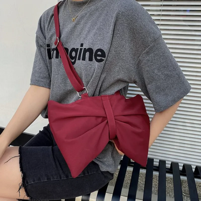 Bolso de hombro grande con lazo a la moda para niñas, bonito bolso cruzado con estampado de vaca, bonito bolso de compras para mujer.