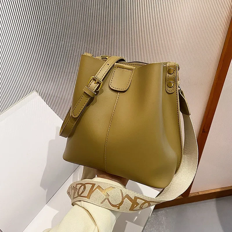Bolsos tipo cubo con correa ancha y diseño de minoría francesa para mujer