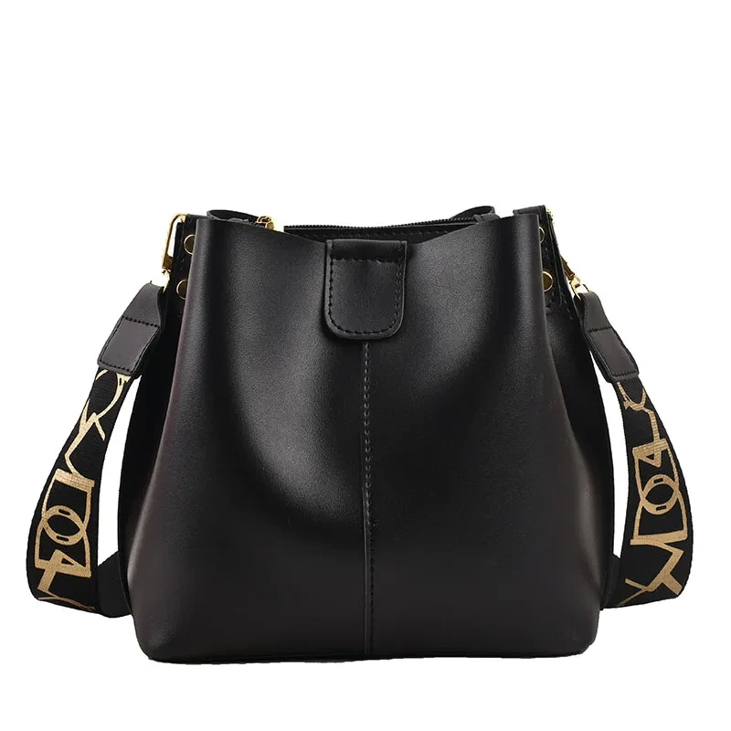 Bolsos tipo cubo con correa ancha y diseño de minoría francesa para mujer