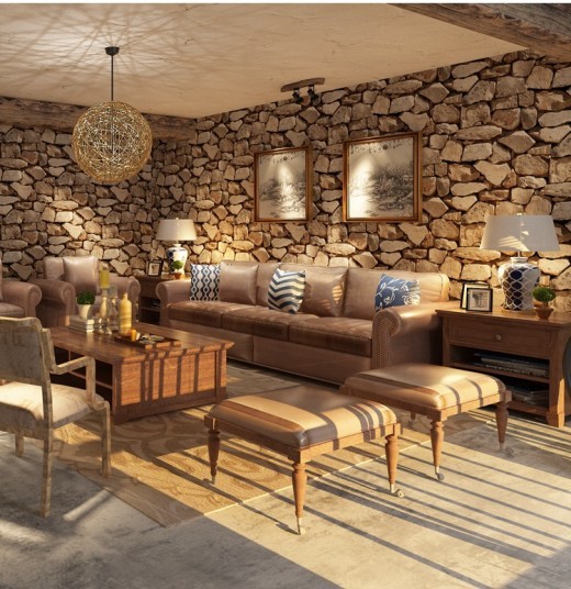 Papel pintado de piedra maciza con diseño de ladrillo de simulación 3D retro