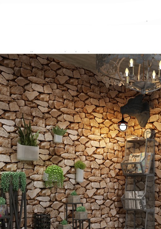 Papel pintado de piedra maciza con diseño de ladrillo de simulación 3D retro