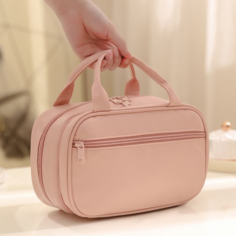 Nueva bolsa de cosméticos portátil con asa, gran capacidad, impermeable, para maquillaje, artículos de tocador, bolso de mano, bolsa de viaje multifuncional para almacenamiento para mujeres