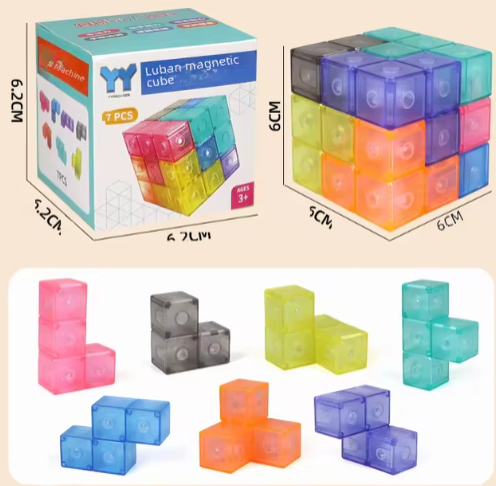 Bloques de construcción magnéticos Luban Lock Cube, cubo mágico colorido, juguetes educativos, ensamblaje de estudiantes, bloques de código de bloqueo ruso