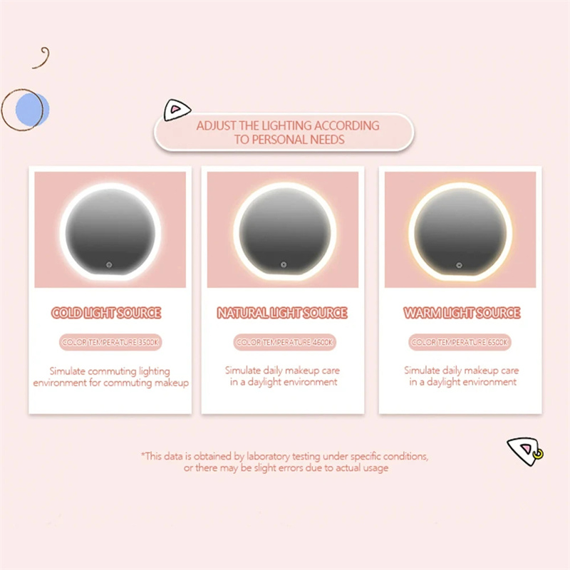 Bolsa de maquillaje redonda inteligente con luces LED y espejo, bolso de belleza para mujer, organizador de viaje de piel sintética de gran capacidad, estuche para cosméticos