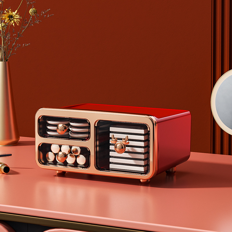 Caja de almacenamiento de cosméticos de lujo ligera con cajón