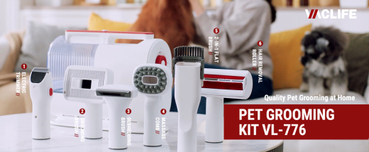 Aspiradora VacLife para pelo de mascotas, con cortadora de pelo para perros - Kit multiusos con cepillos y otras herramientas para perros y gatos