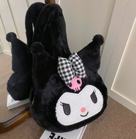 Lindo bolso de peluche Kuromi de Sanrio, bolso grande, mochila Cinnamoroll Kawaii My Melody, bolso de hombro, bolso de mano para niña, bolso de regalo de peluche de maquillaje