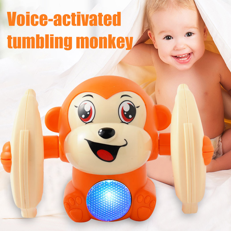 Juguetes para bebés: mono eléctrico con volteretas, luz, música, rompecabezas, sonido, juguetes para niños, juguetes educativos tempranos, regalos para niños
