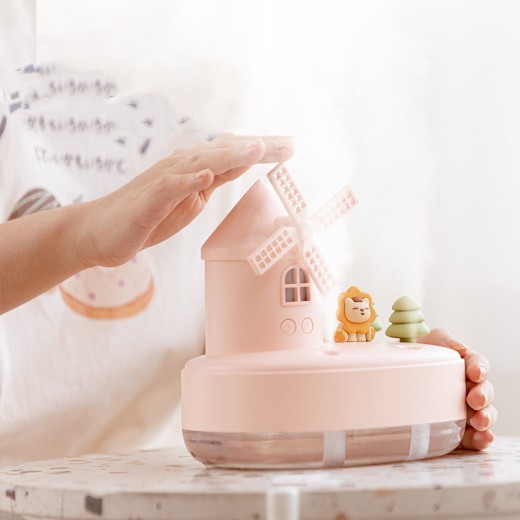 Humidificador musical de molino de viento con doble pulverización inalámbrico