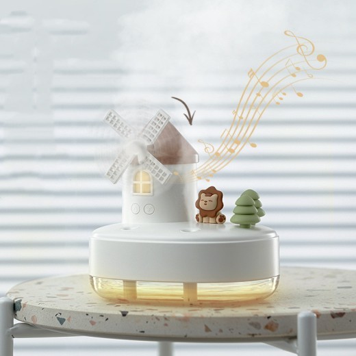 Humidificador musical de molino de viento con doble pulverización inalámbrico