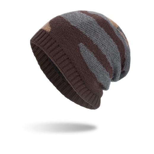 Nuevo gorro largo de punto con rayas tricolores