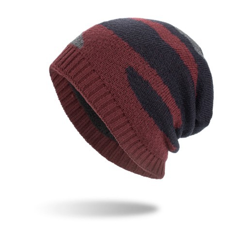 Nuevo gorro largo de punto con rayas tricolores