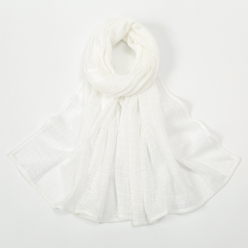 Bufanda de poliéster jacquard a cuadros para mujer