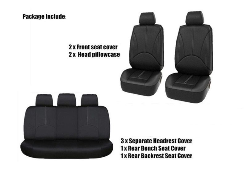 Funda de asiento de coche de cuero PU para 5 plazas, juego completo, protector de cojín delantero y trasero