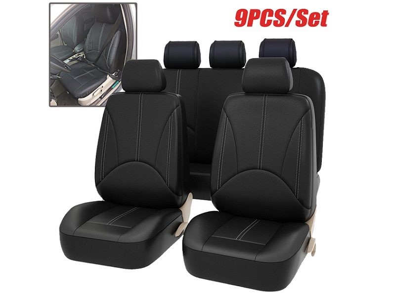 Funda de asiento de coche de cuero PU para 5 plazas, juego completo, protector de cojín delantero y trasero
