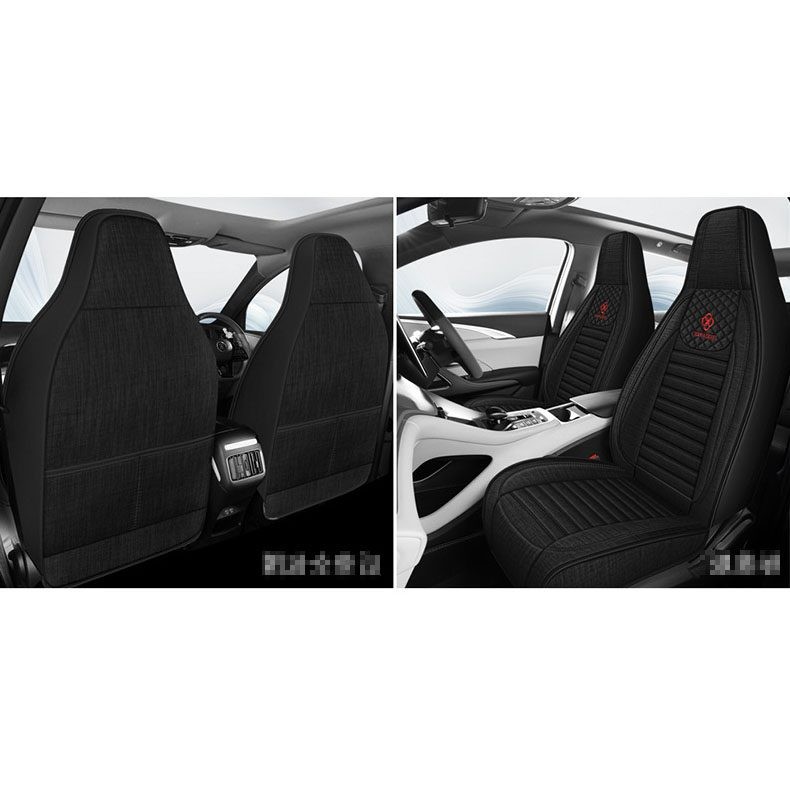 Juego completo de fundas para asientos de coche tipo cubo transpirables de lino sintético estilo deportivo