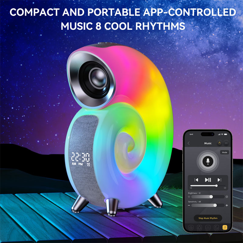 Conch Smart RGB - Luz ambiental, altavoz Bluetooth, despertador, lámpara de despertador, máquina de ruido blanco para que el bebé duerma, control por aplicación