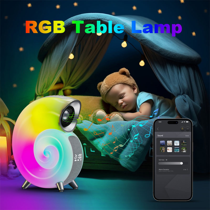 Conch Smart RGB - Luz ambiental, altavoz Bluetooth, despertador, lámpara de despertador, máquina de ruido blanco para que el bebé duerma, control por aplicación