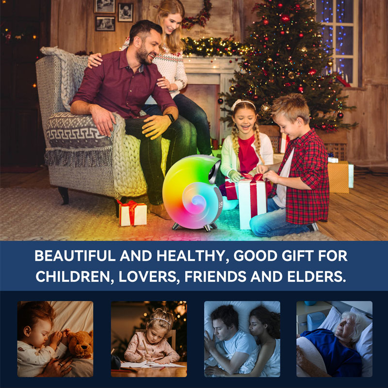 Conch Smart RGB - Luz ambiental, altavoz Bluetooth, despertador, lámpara de despertador, máquina de ruido blanco para que el bebé duerma, control por aplicación