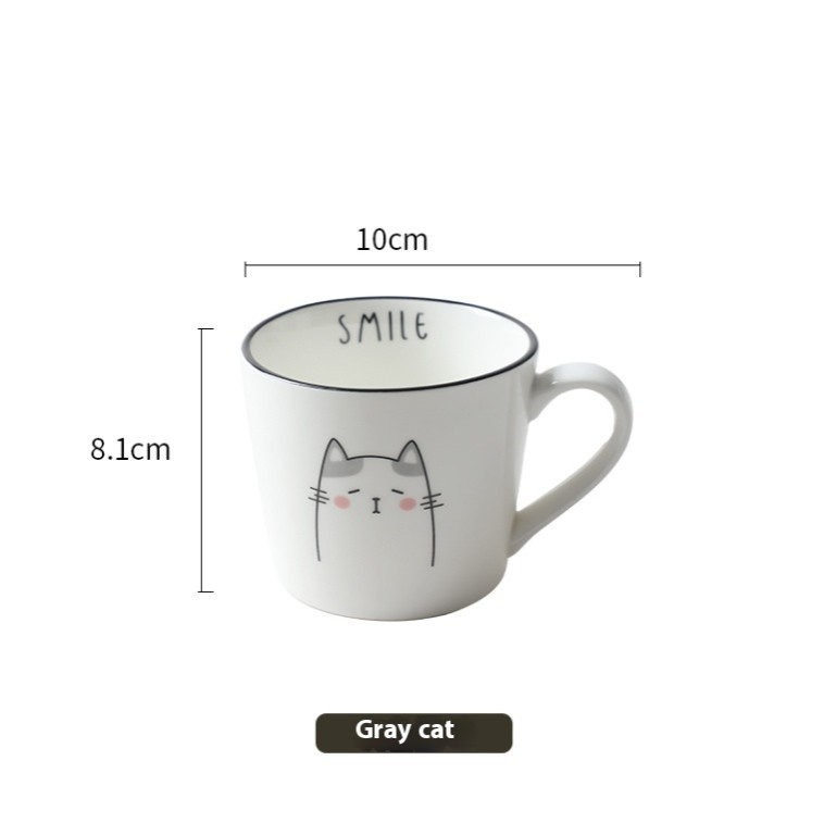 Taza de café de cerámica con leche para desayuno, taza de café creativa con personalidad de pareja, diseño de gato de dibujos animados, utensilios de cocina